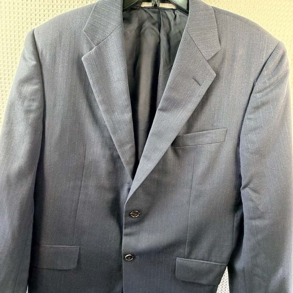 Hickey Freeman Men's Navy Blue Pinstripe Wool Suit Jacket - Picture 5 of 8